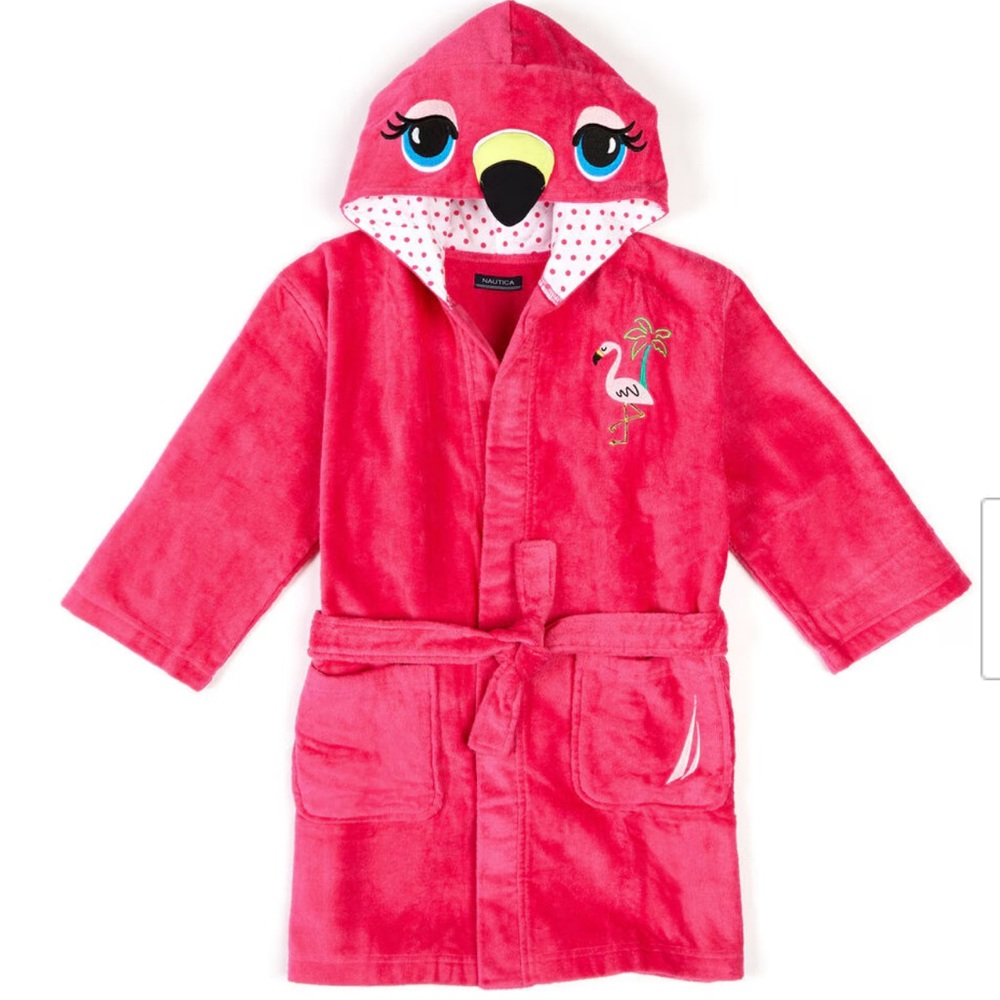 Kid’s Nautica Pink Flamingo Hooded Towel - Picture 2 of 4